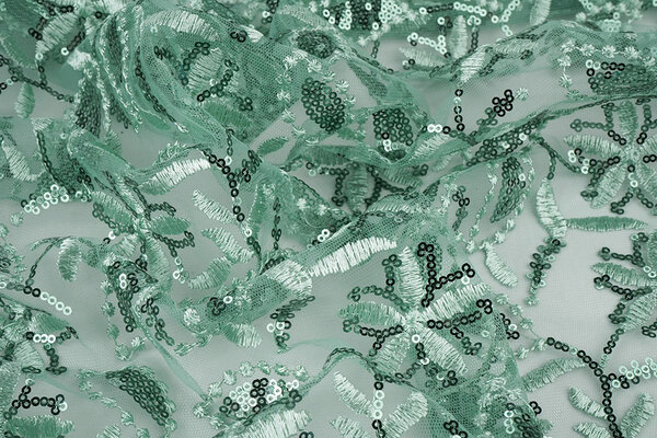 Mesh Embroidered Sequins Naomi Light Old Green Mesh Embroidered Sequins Naomi Light Old Green
