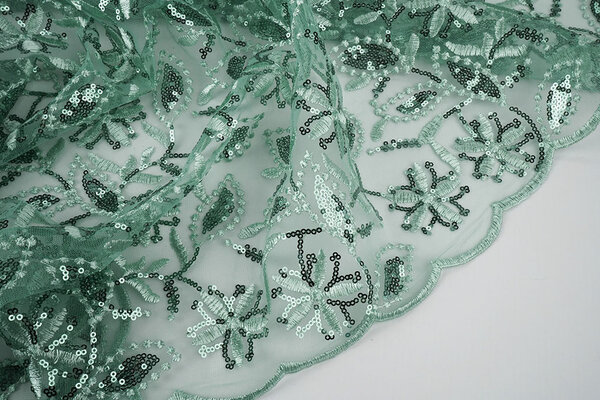 Mesh Embroidered Sequins Naomi Light Old Green Mesh Embroidered Sequins Naomi Light Old Green