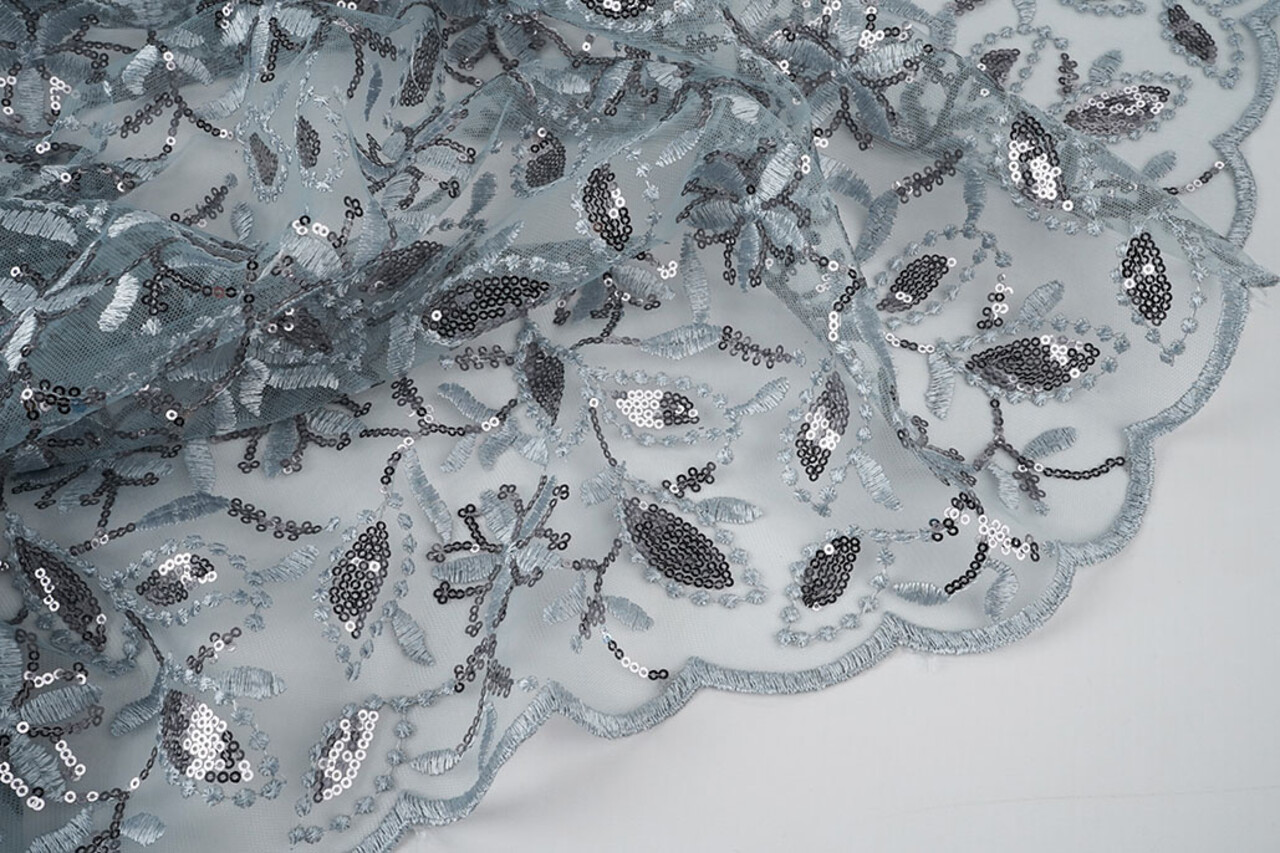 Mesh Embroidered Sequins Naomi Grey Mesh Embroidered Sequins Naomi Grey