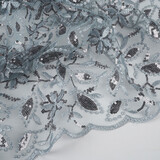 Mesh Ricamato Paillettes Naomi Grigio Mesh Ricamato Paillettes Naomi Grigio