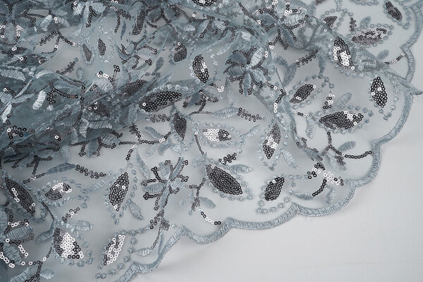 Mesh Ricamato Paillettes Naomi Grigio