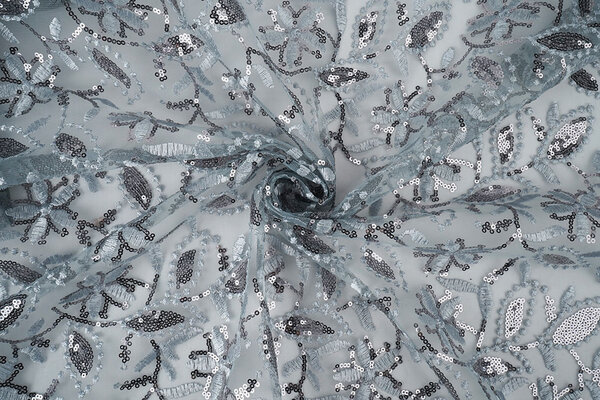 Netz Bestickt Pailletten Naomi Grau Netz Bestickt Pailletten Naomi Grau