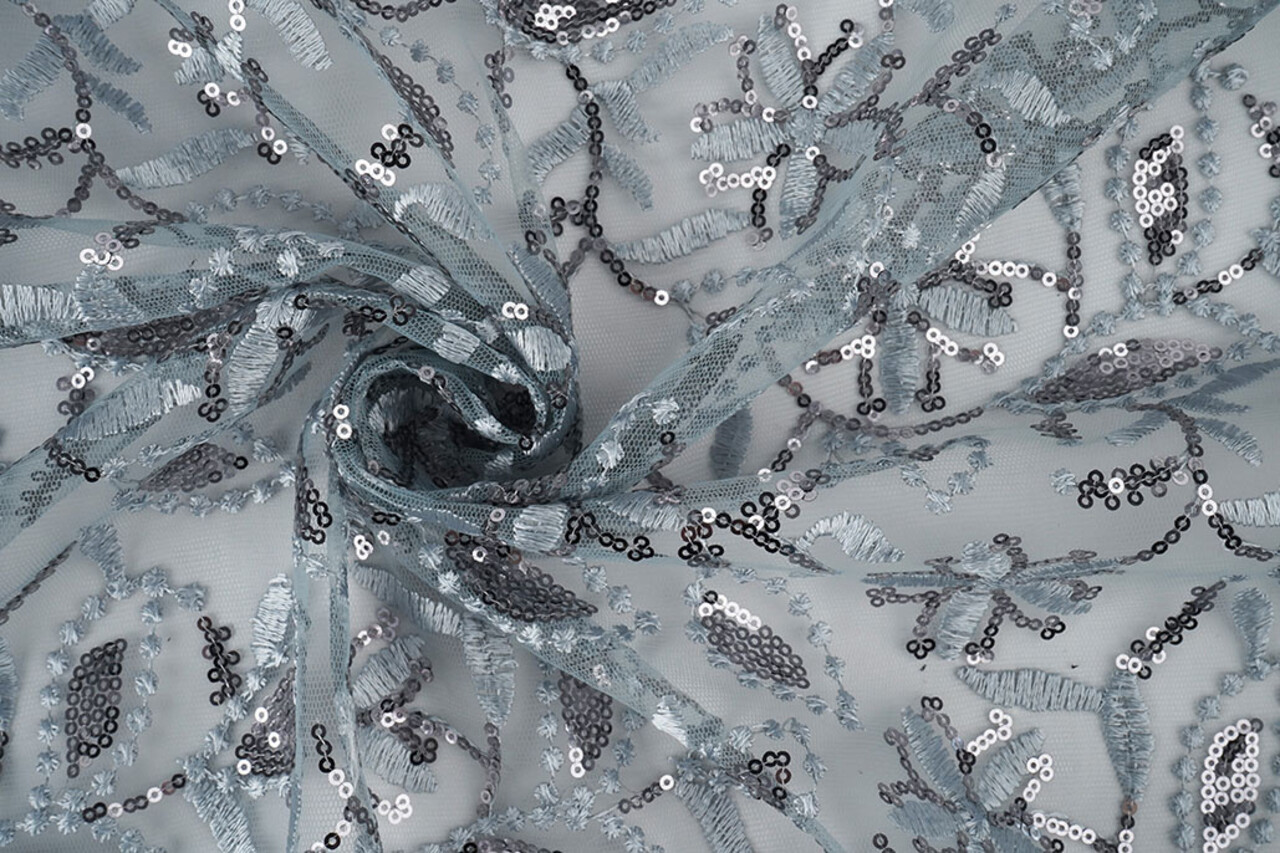Mesh Geborduurd Pailletten Naomi Grijs Mesh Geborduurd Pailletten Naomi Grijs