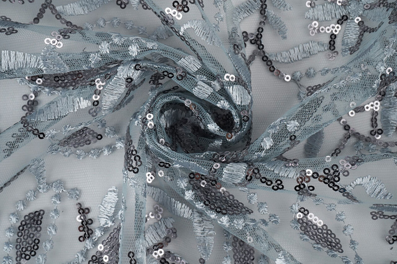 Mesh Embroidered Sequins Naomi Grey Mesh Embroidered Sequins Naomi Grey