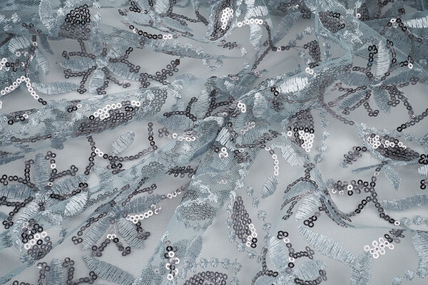 Mesh Ricamato Paillettes Naomi Grigio