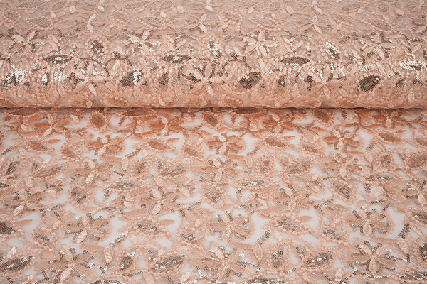 Mesh Embroidered Sequins Naomi Salmon Mesh Embroidered Sequins Naomi Salmon