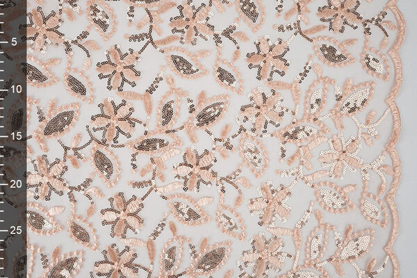 Mesh Embroidered Sequins Naomi Salmon Mesh Embroidered Sequins Naomi Salmon