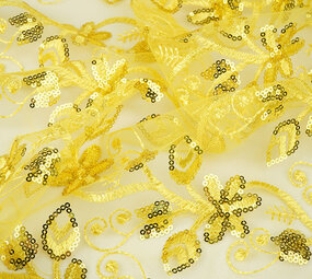 Mesh Geborduurd Pailletten Melissa Geel