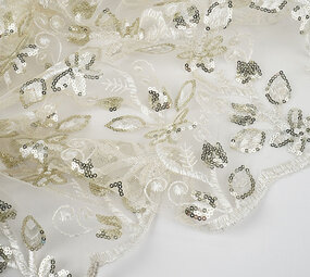 Mesh Embroidered Sequins Melissa Off-White Mesh Embroidered Sequins Melissa Off-White