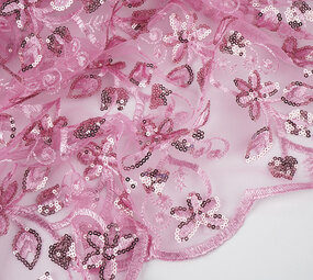 Mesh Geborduurd Pailletten Melissa Donker Oud Roze