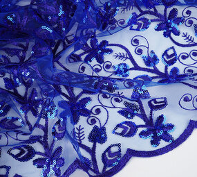 Mesh Embroidered Sequins Melissa Cobalt Blue Mesh Embroidered Sequins Melissa Cobalt Blue