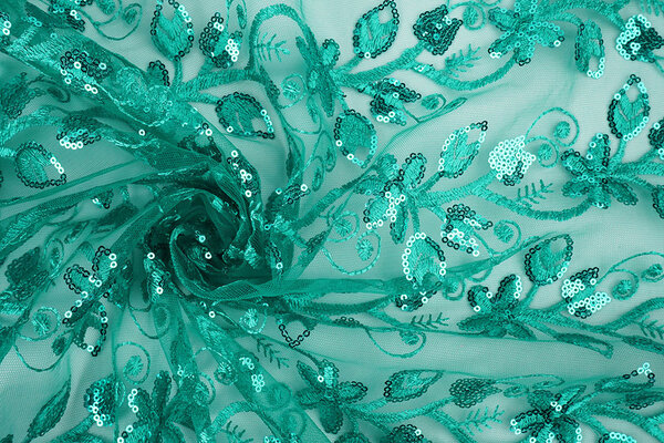 Netz Bestickt Pailletten Melissa Hell Meergrün Netz Bestickt Pailletten Melissa Hell Meergrün