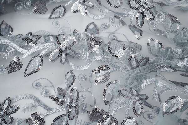 Mesh Ricamato Paillettes Melissa Grigio Mesh Ricamato Paillettes Melissa Grigio