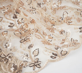 Mesh Embroidered Sequins Melissa Beige Mesh Embroidered Sequins Melissa Beige