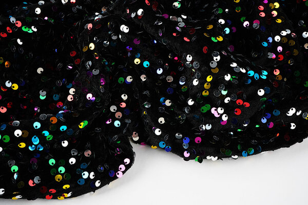 Sequins on Velvet Black - Multi Sequins on Velvet Black - Multi