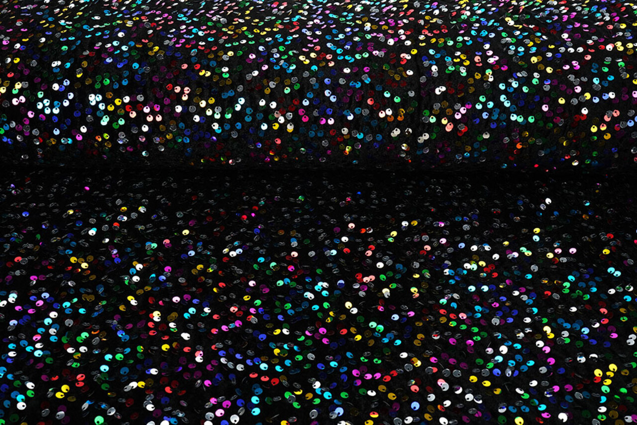Pailletten auf Samt Schwarz - Multi Pailletten auf Samt Schwarz - Multi