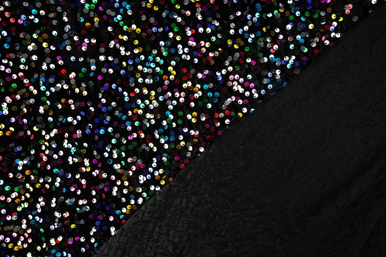 Pailletten auf Samt Schwarz - Multi Pailletten auf Samt Schwarz - Multi
