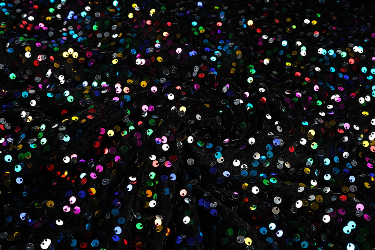 Sequins on Velvet Black - Multi Sequins on Velvet Black - Multi