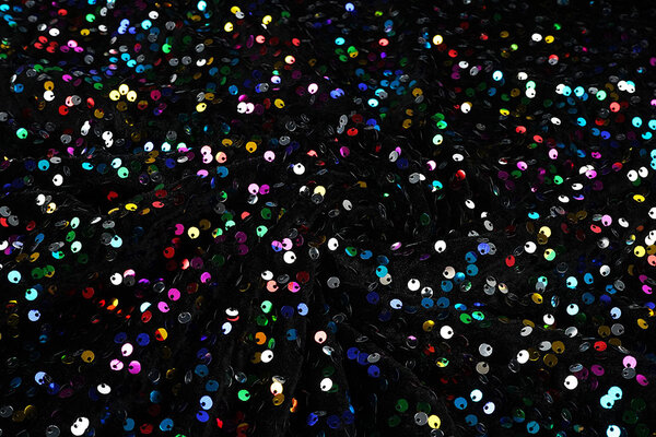 Sequins on Velvet Black - Multi Sequins on Velvet Black - Multi