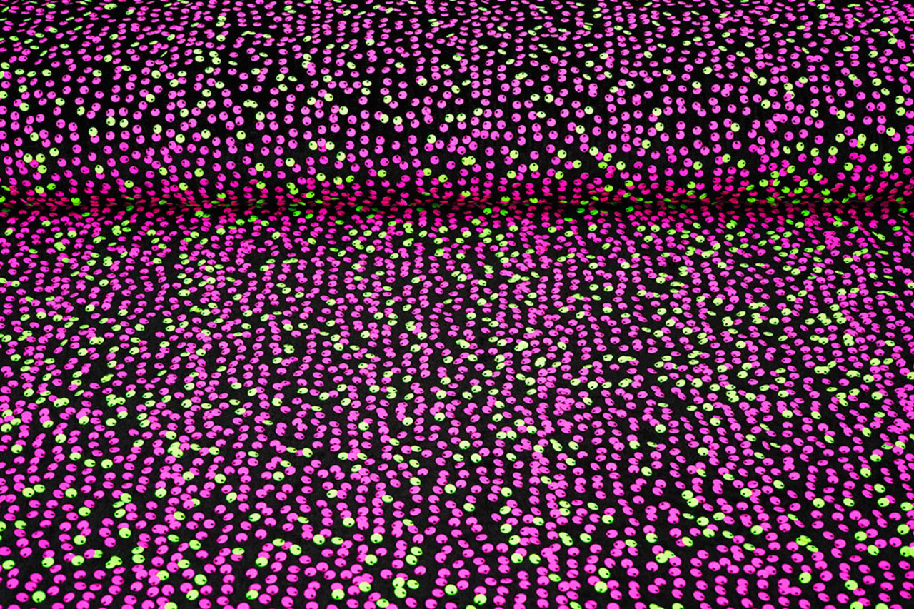 Pailletten op Velours Zwart - Fluor Pailletten op Velours Zwart - Fluor