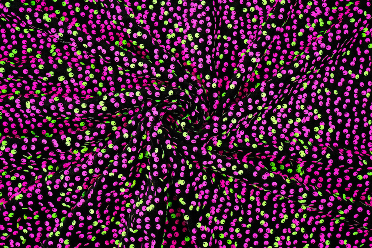Lentejuelas sobre Terciopelo Negro - Fluor