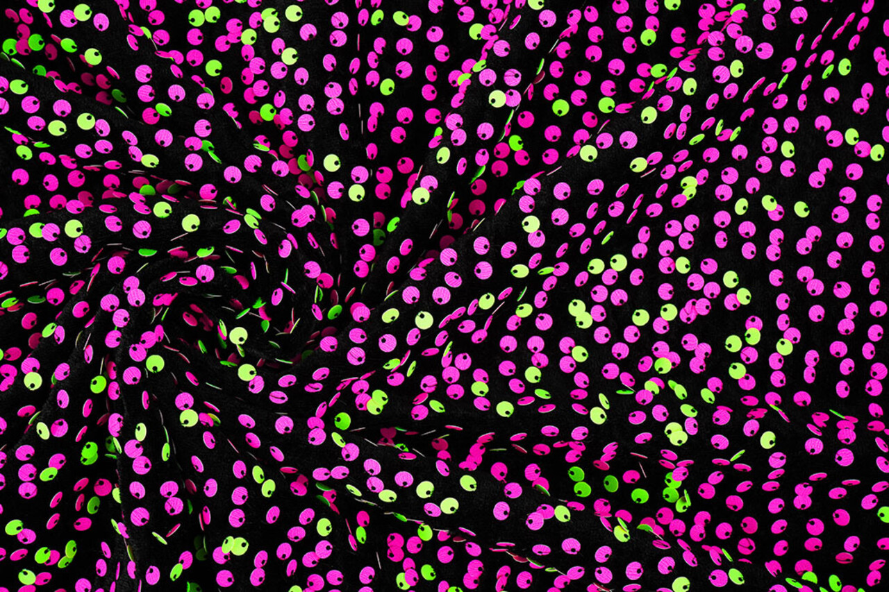 Paillettes su Velluto Nero - Fluorescente Paillettes su Velluto Nero - Fluorescente