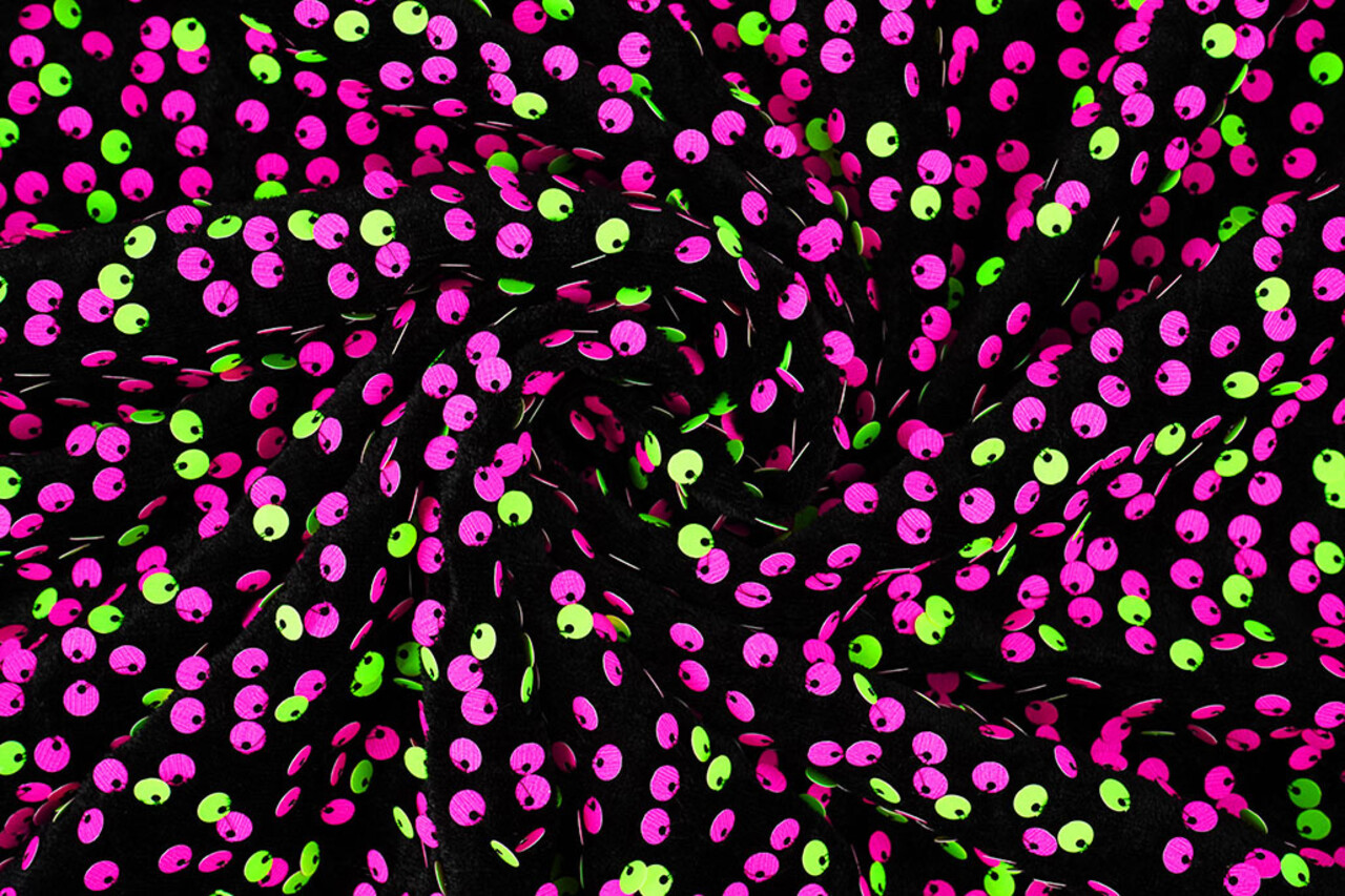 Sequins on Velvet Black - Fluor Sequins on Velvet Black - Fluor