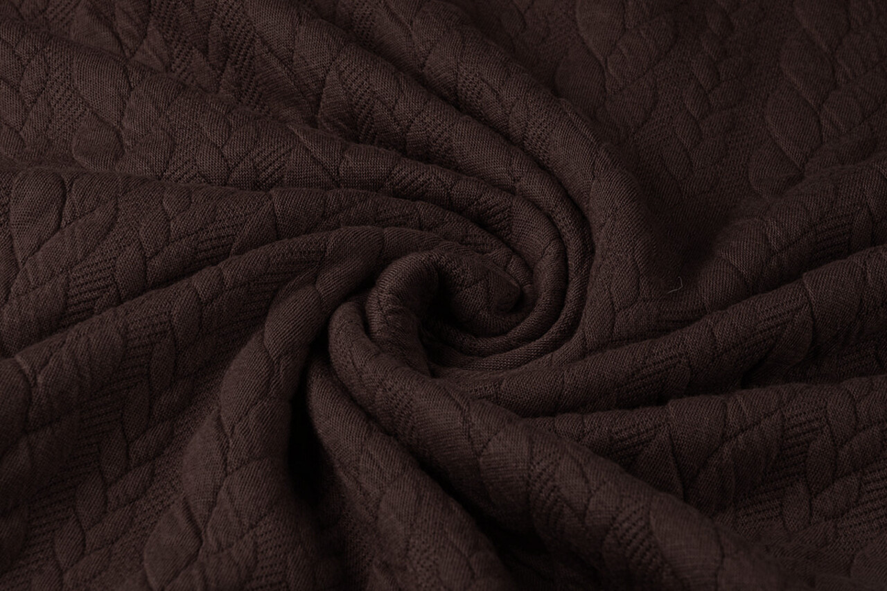 Knitted Cable Fabric Tricot Brown Knitted Cable Fabric Tricot Brown