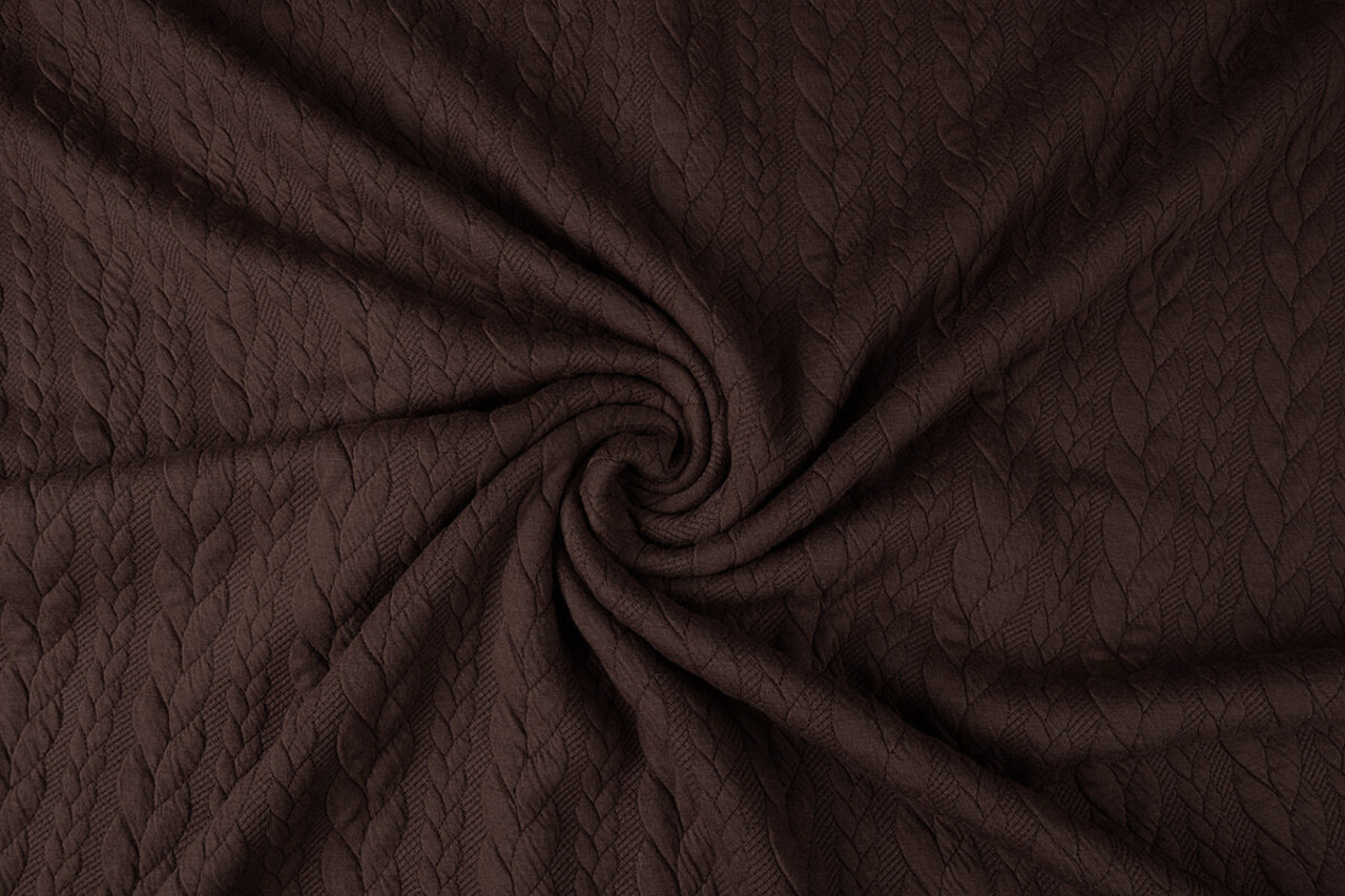 Tricoté Torsade Tissu Jersey Marron Tricoté Torsade Tissu Jersey Marron