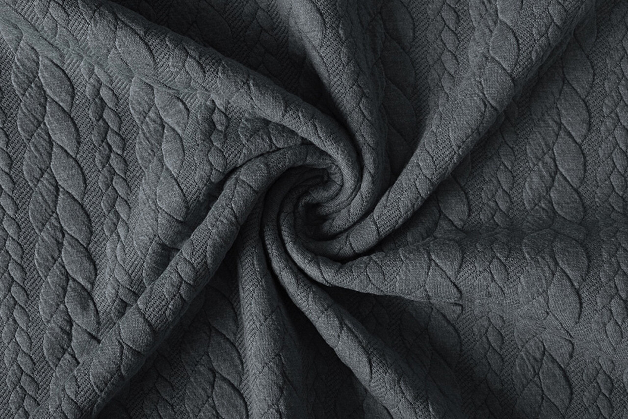 Tricoté Torsade Tissu Jersey Gris Foncé