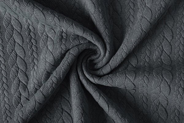 Strickstoff Zopfmuster Jersey Dunkelgrau