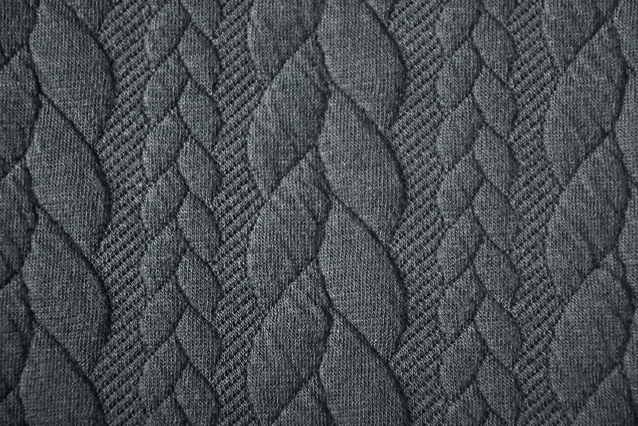 Tricoté Torsade Tissu Jersey Gris Foncé