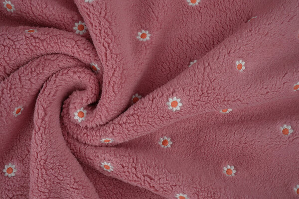 Oeko-Tex® Teddystoff Bestickt Blumen Camilla Rosa Oeko-Tex® Teddystoff Bestickt Blumen Camilla Rosa