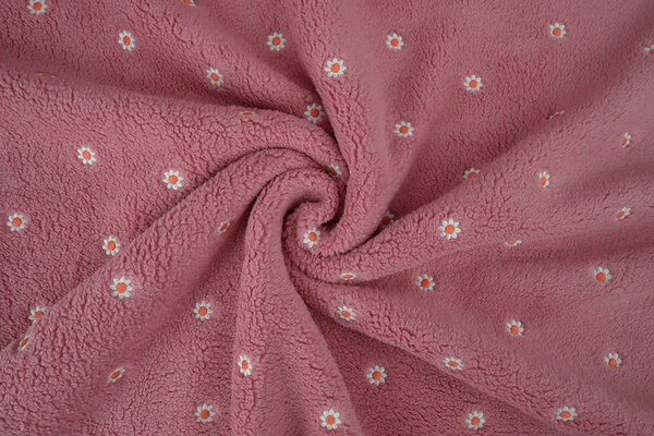 Oeko-Tex® Teddystoff Bestickt Blumen Camilla Rosa Oeko-Tex® Teddystoff Bestickt Blumen Camilla Rosa