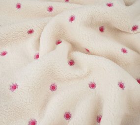 Oeko-Tex® Teddy Tela Bordado Flores Camilla Crema Oeko-Tex® Teddy Tela Bordado Flores Camilla Crema