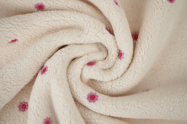 Oeko-Tex® Teddy Tessuto Ricamato Fiori Camilla Crema Oeko-Tex® Teddy Tessuto Ricamato Fiori Camilla Crema