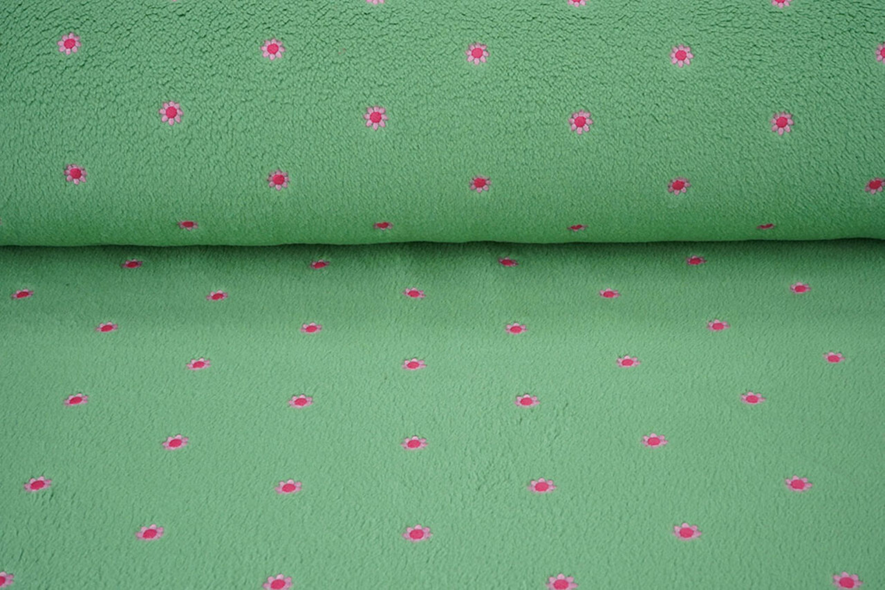 Oeko-Tex® Teddy Tela Bordado Flores Camilla Verde Oeko-Tex® Teddy Tela Bordado Flores Camilla Verde
