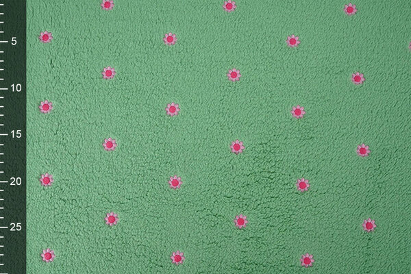 Oeko-Tex® Teddy Tela Bordado Flores Camilla Verde Oeko-Tex® Teddy Tela Bordado Flores Camilla Verde
