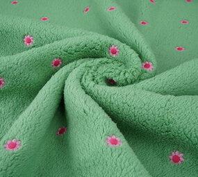 Oeko-Tex® Teddy Tessuto Ricamato Fiori Camilla Verde Oeko-Tex® Teddy Tessuto Ricamato Fiori Camilla Verde