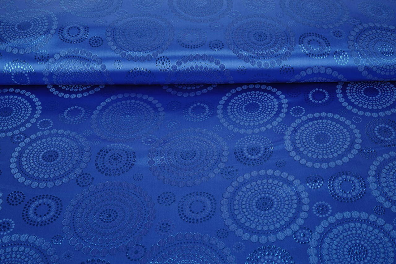 Brocado Puntos Mandala Azul Cobalto Brocado Puntos Mandala Azul Cobalto