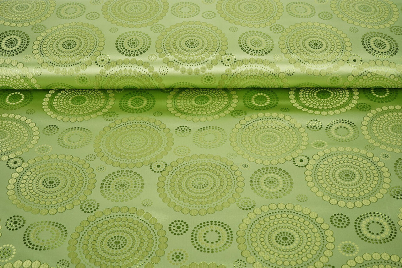 Brocart Pois Mandala Citron Vert Vert Brocart Pois Mandala Citron Vert Vert