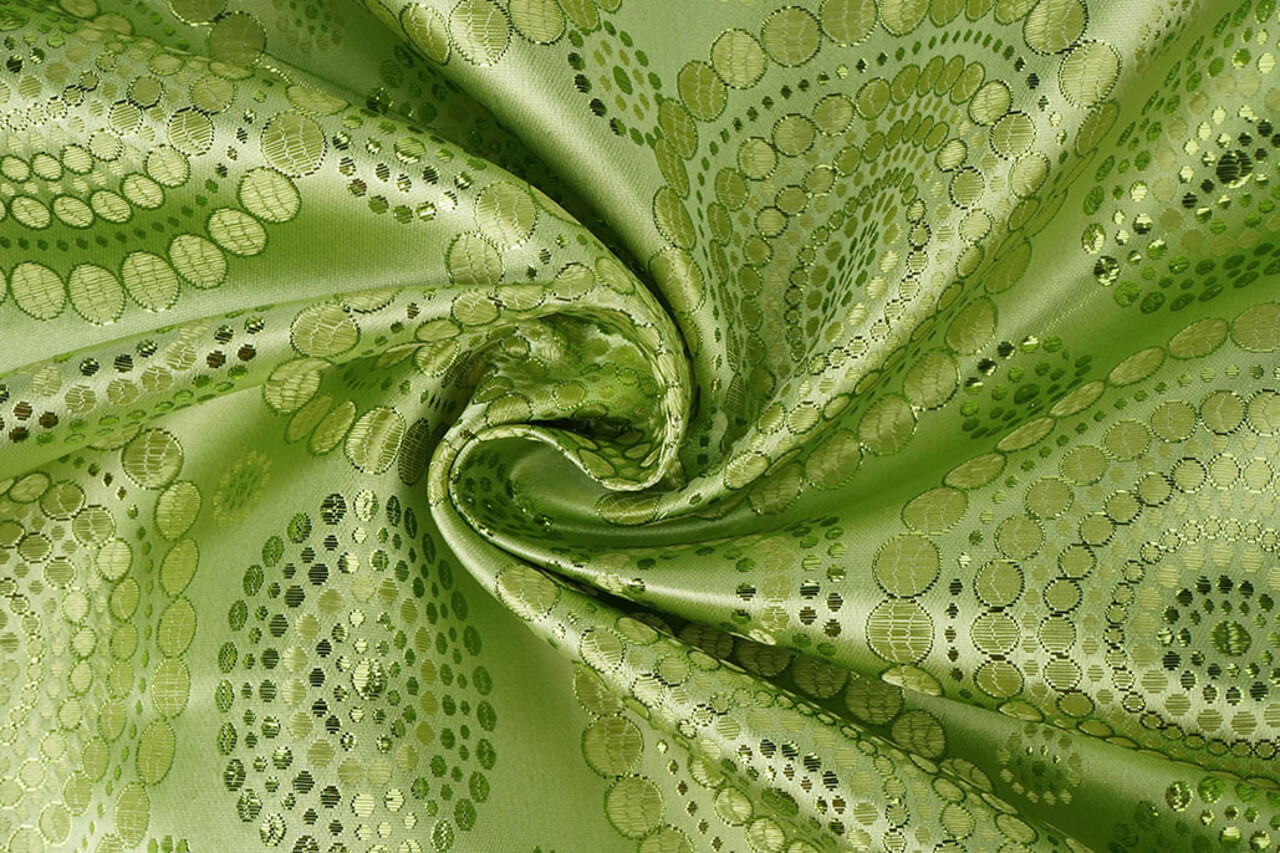 Brocado Puntos Mandala Lima Verde