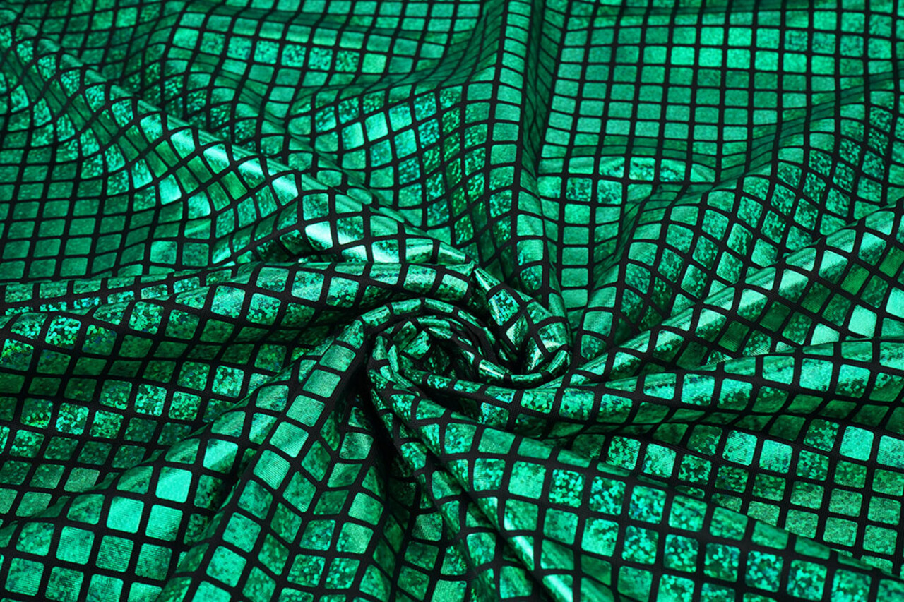 Lamé Carreaux Vert Gazon