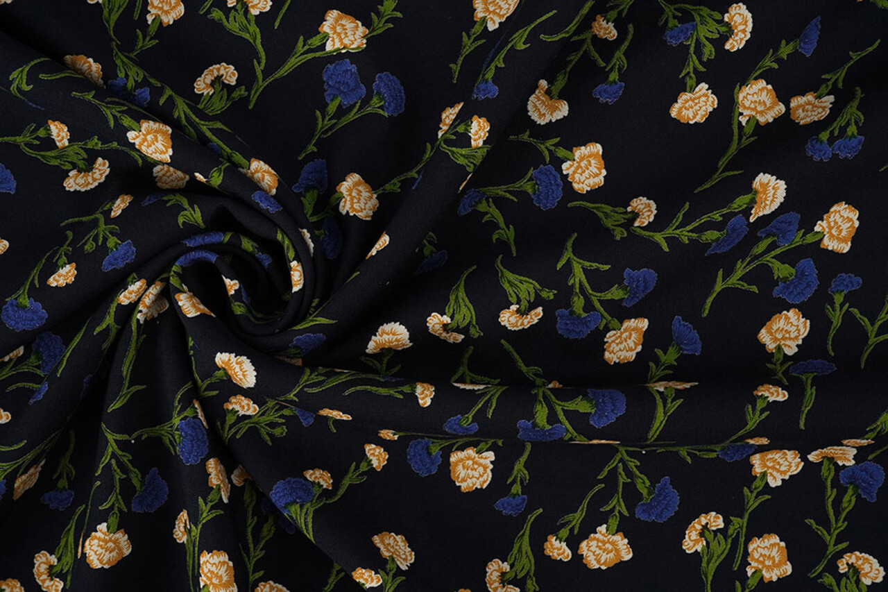 100% Viscose Dorothea Dark Navy Blue 100% Viscose Dorothea Dark Navy Blue