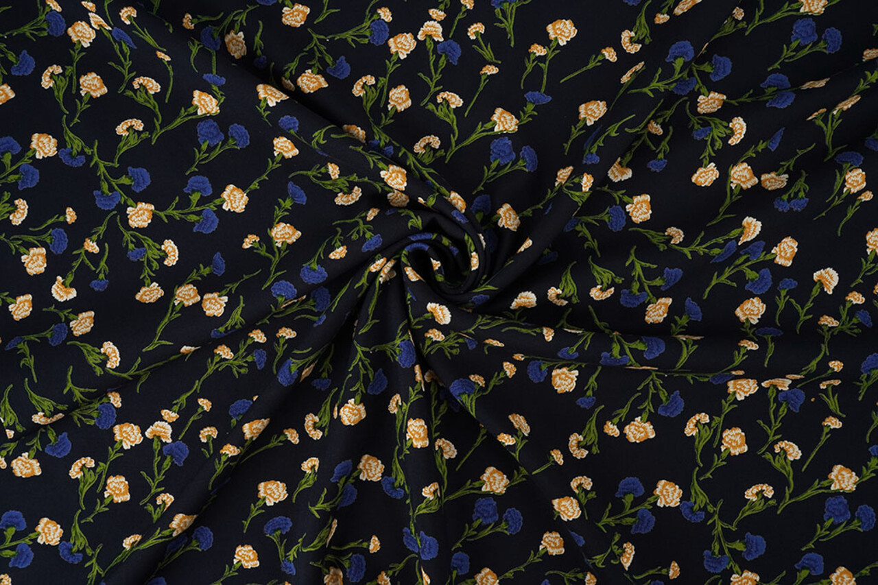 100% Viscose Dorothea Donker Marine Blauw 100% Viscose Dorothea Donker Marine Blauw