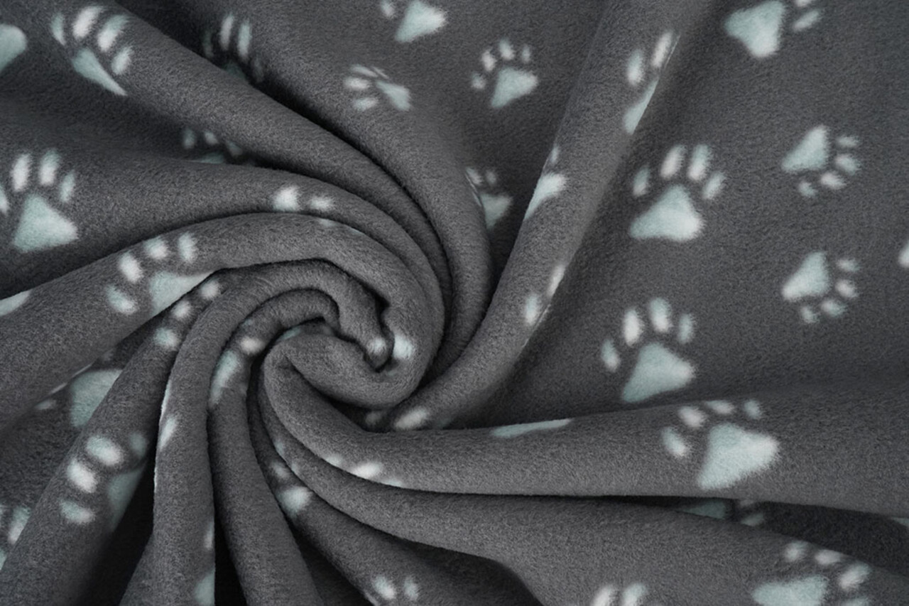 Oeko-Tex® Bedrukte Polar Hondenpootjes Grijs Oeko-Tex® Bedrukte Polar Hondenpootjes Grijs
