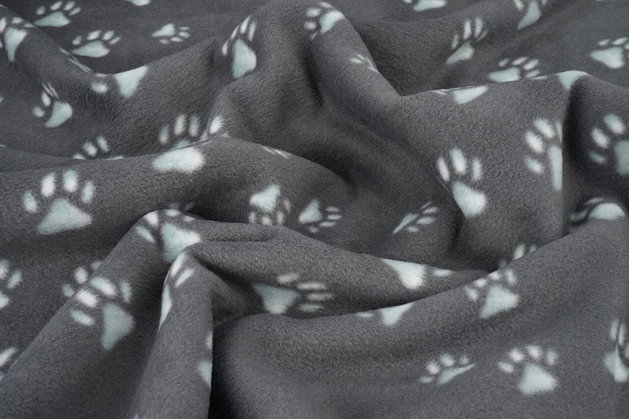 Oeko-Tex® Polaire Imprimée Empreintes de Pattes Gris Oeko-Tex® Polaire Imprimée Empreintes de Pattes Gris
