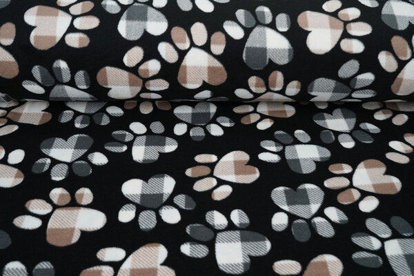 Oeko-Tex® Stampata Polare Hondenpoot Nero Oeko-Tex® Stampata Polare Hondenpoot Nero