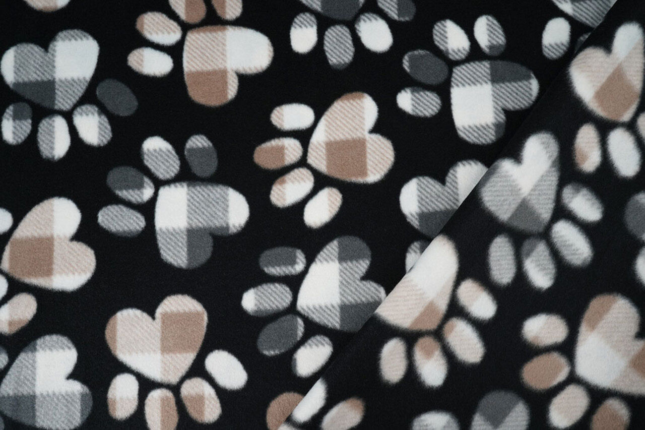 Oeko-Tex® Stampata Polare Hondenpoot Nero Oeko-Tex® Stampata Polare Hondenpoot Nero