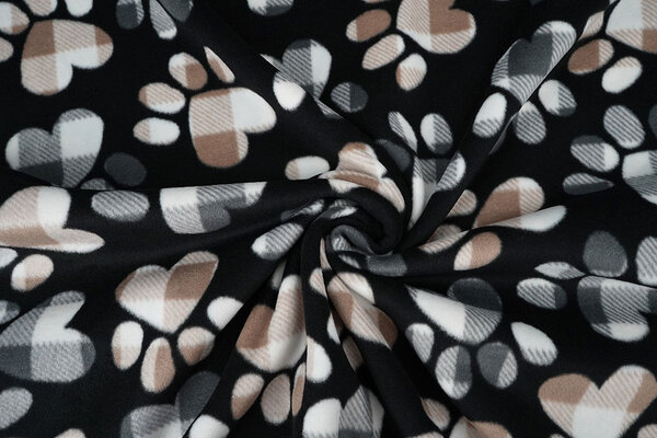 Oeko-Tex® Polaire Imprimée Hondenpoot Noir Oeko-Tex® Polaire Imprimée Hondenpoot Noir